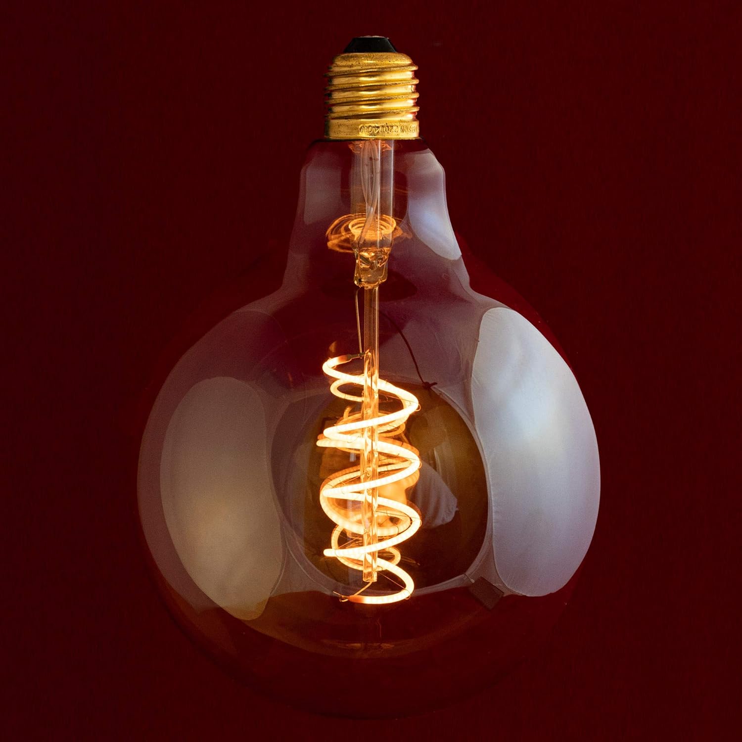 William & Watson LED Bulb E27 Dimmable Edison Screw Filament Retro Light Bulb with XL Extra Large G125 Globe 125mm Amber Glass