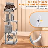 Yaheetech 179cm Cat Tree Large Multi-level with Condos Perches Hammock Light view 9
