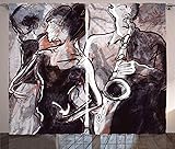 Ambesonne Music Curtains, Illustration of Jazz Man