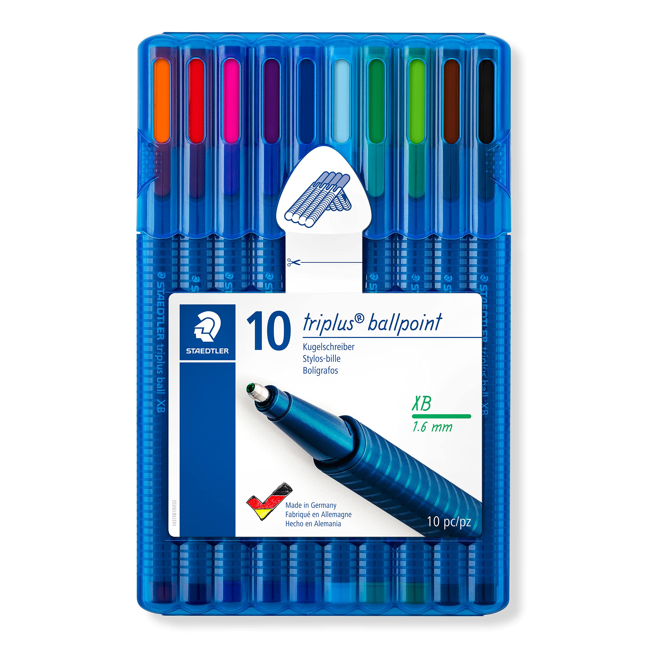STAEDTLER 437 XBSB10 Triplus Ballpoint Pen - Multi-Colour (Pack of 10)
