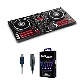 DJ Controller & DMX Bundle - 2 Deck DJ Set with Capacitive Touch Jog Wheels & Audio Interface - Numark Mixtrack Pro FX & SoundSwitch DMX Interface