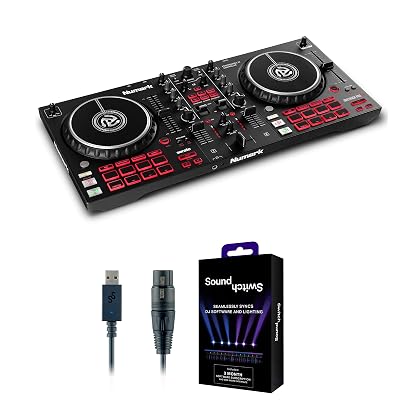 DJ Controller & DMX Bundle - 2 Deck DJ Set with Capacitive Touch Jog Wheels & Audio Interface - Numark Mixtrack Pro FX & SoundSwitch DMX Interface
