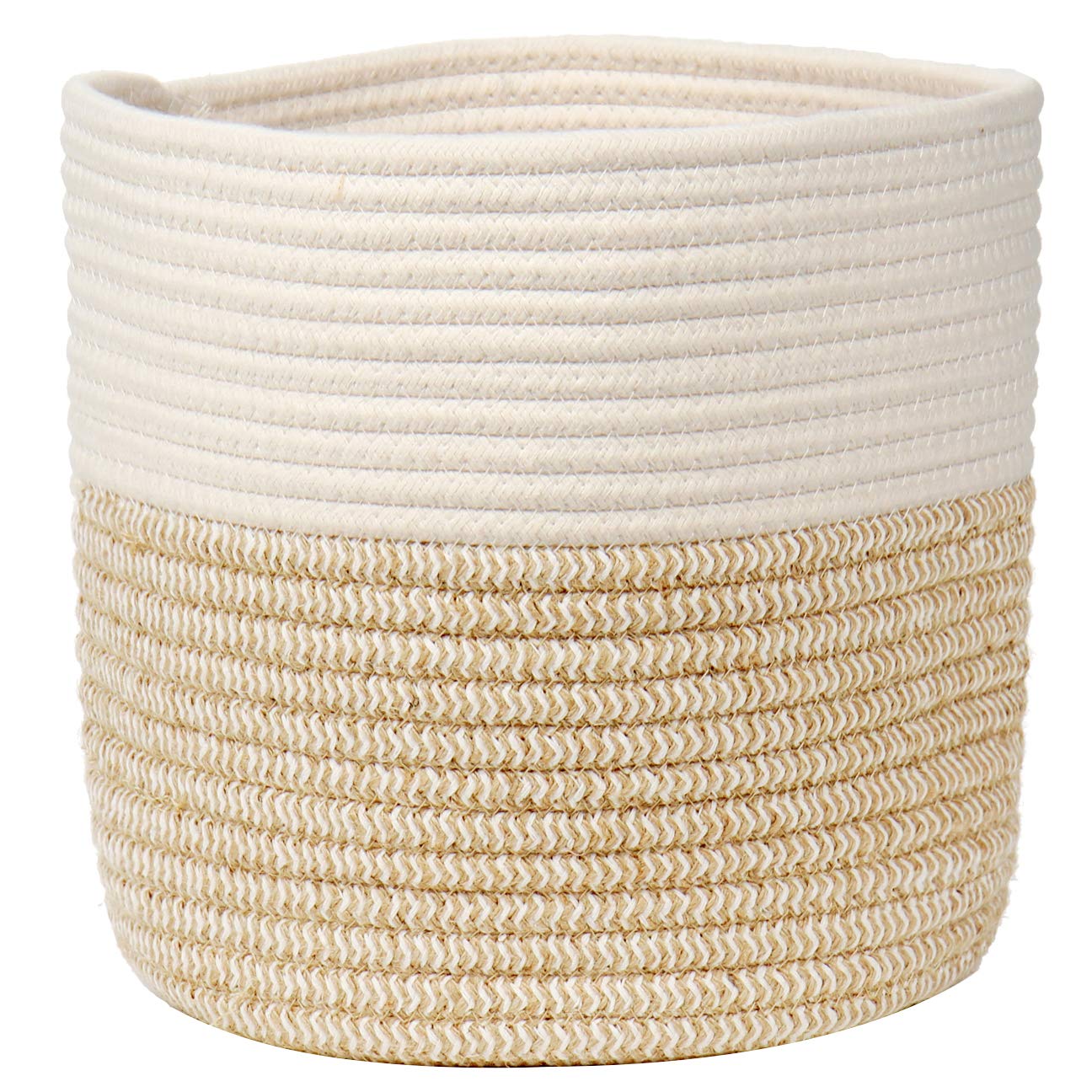 Briful 10"x10" Cotton Rope Woven Basket 25cmx25cm Indoor Jute Planter Rope Plant Basket for Plants, Toys, Crafts, Rustic Home Decor