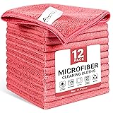 SIFANGKE Microfiber Cleaning Cloth, 12 Pack Pink