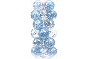 Sea Team Shatterproof Clear Plastic Christmas Ball Ornaments Decorative Xmas Balls Baubles Set with Stuffed Delicate Decorations (70mm/2.76 inch 24-Pack, Babyblue)