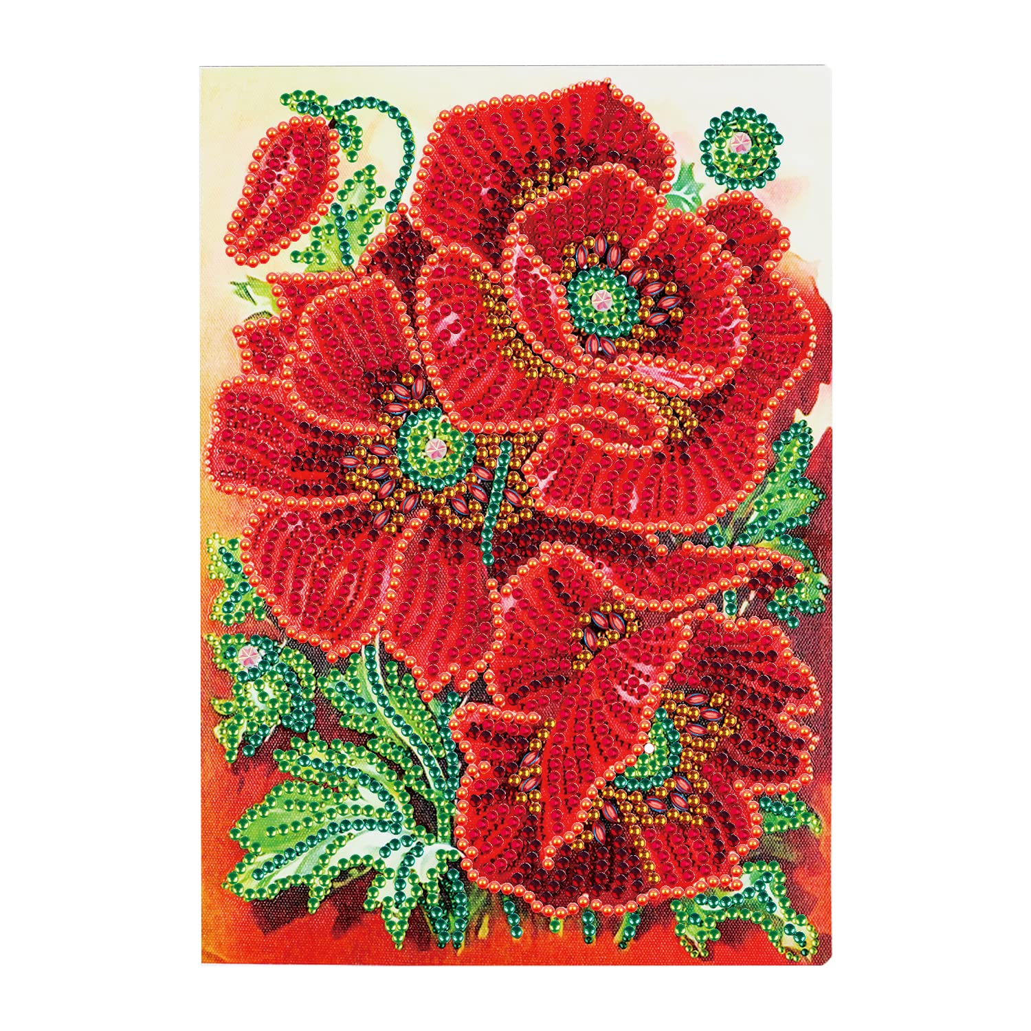 DIY 5D Diamond Painting Notebook A5 Blank Diamond Art Notebooks Kids Rhinestone Embroidery Secret Diary Girl Poppy Flowers Sketchbook for Student Office School Supplies Writing A5 Notebook Journal