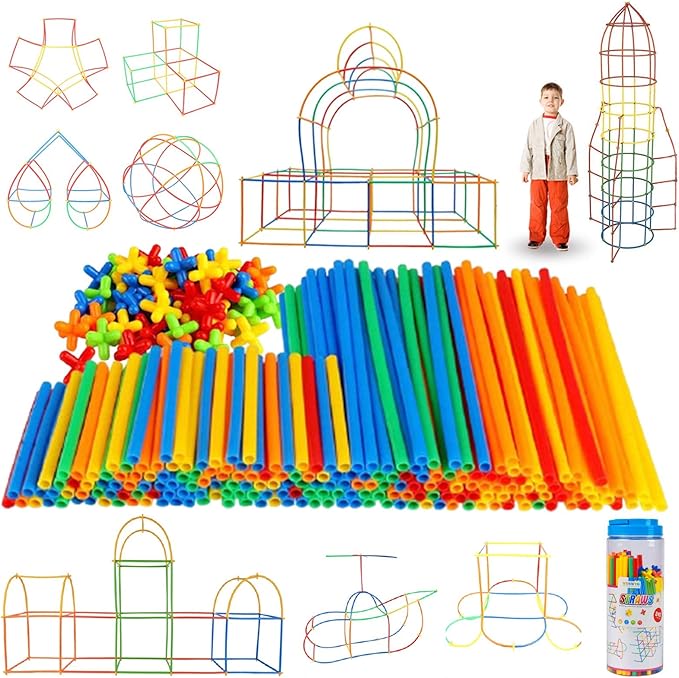 Straw Constructor STEM Toys 240Pcs Colorful Interlocking