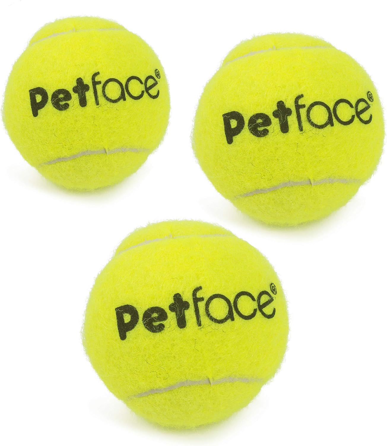 Petface Super Tennis Balls Dog Toy, 6cm, Pack of 3, Yellow, 3 Pack