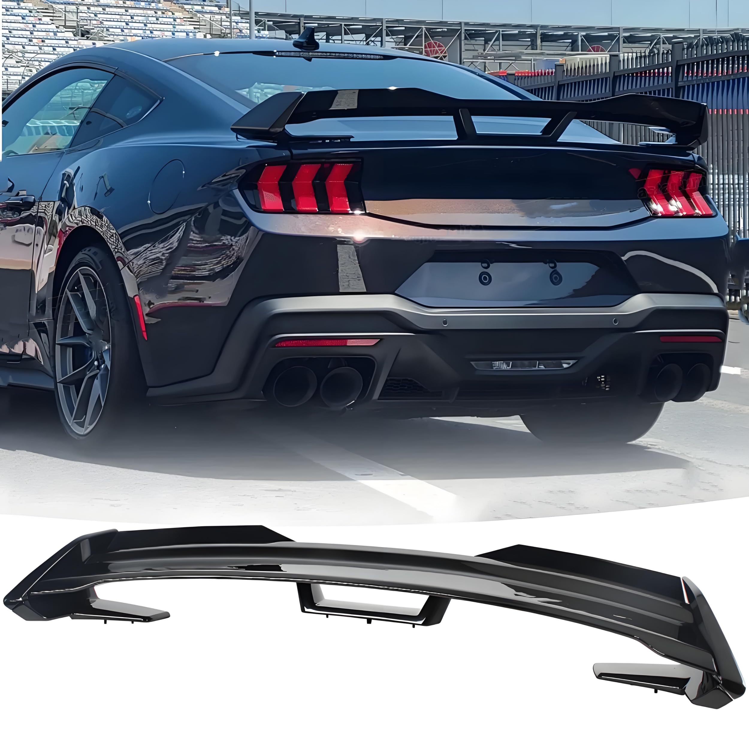 Photo 1 of NEESPOC Rear Wickerbill Spoiler Wing Fit for 2024 2025 Ford Mustang EcoBoost/Premium/GT/ S650 Dark Horse Style Spoiler + Wicker Bill Exterior Accessories (Gloss Black)