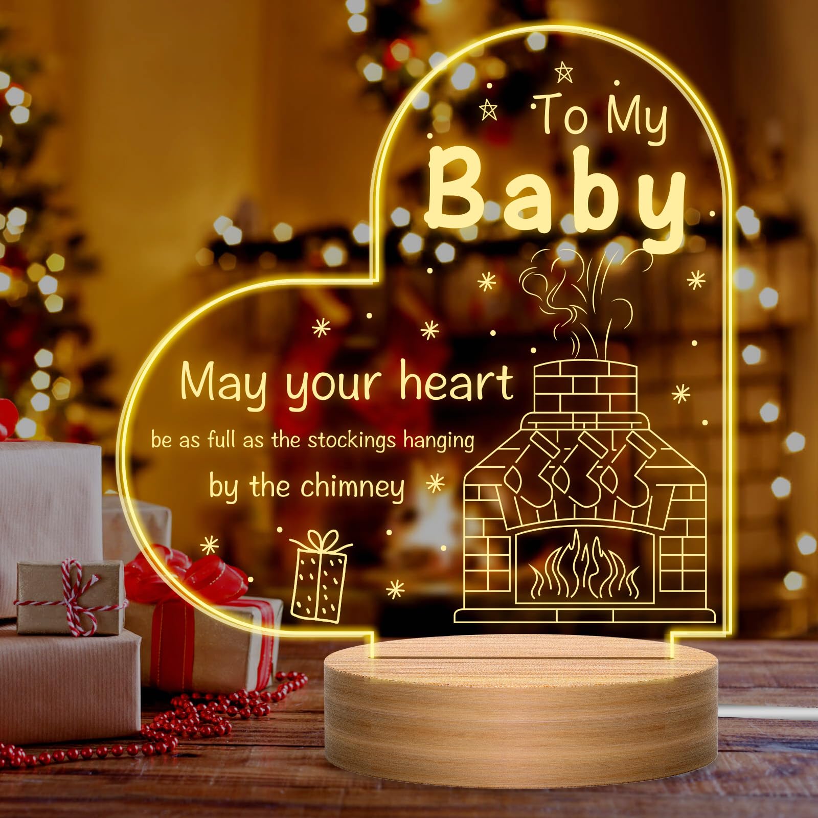 3D Night Lamp Gifts - Engraved Night Light, Baptism Gifts with Praying Words, Christian Praise and Worship Inspiration for Girl Boy