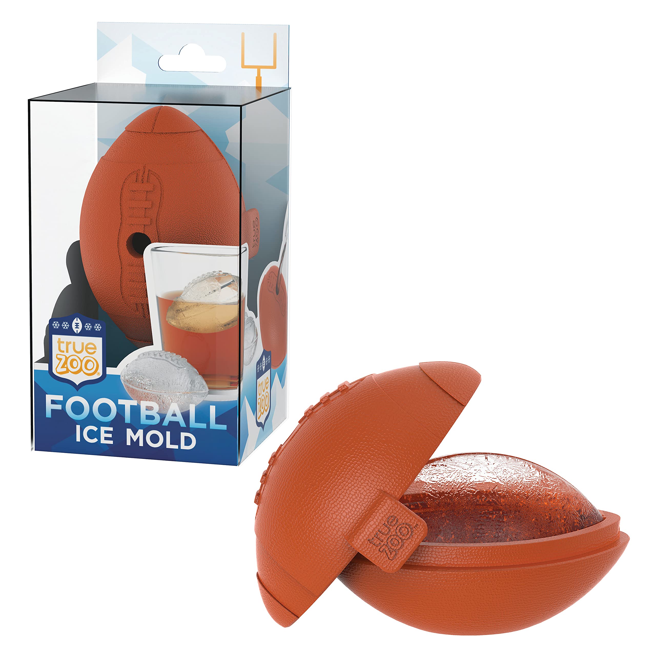 True Zoo Dishwasher Safe Novelty Silicone 2 Inch Sphere Maker for Sports Fans, Set of 1, Football Ice Mold