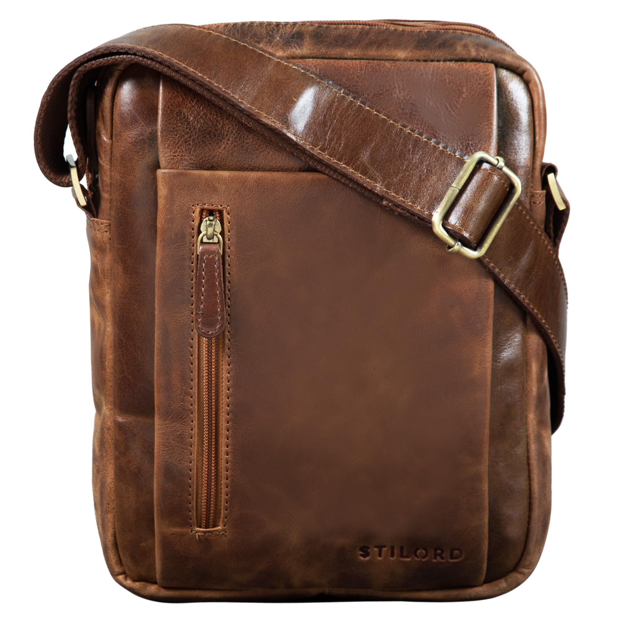 STILORD "Irving" Vintage Leather Bag Shoulder Cross Over Handbag Satcel for 10.1 Inch Tablet and iPad DIN A5 Small Messenger Bag Colour:Antique Brown