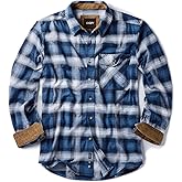 CQR Men's 100% All Cotton Button Down Flannel Shirts, Long Sleeve Brushed Warm Soft Casual Outdoor Plaid Shirt