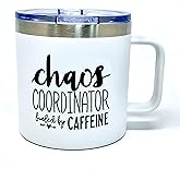 Brooke & Jess Designs Chaos Coordinator 14 oz Coffee Mug - Best Insulated Travel Tumbler for Boss Women - Great Gifts for Mom, Coworker, Bosses, Christmas, Birthday