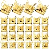 Maitys 50 Pcs Butterfly Party Favor Candy Gift Boxes 2.5 x 2.5 Inches, Gold | Laser Cut Treat Paper Bags, Birthday Candy Holders, Hollow Decorative Boxes, Mini Packaging at Bridal Shower Events