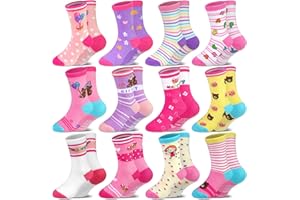 SkiBeaut Toddler Grips Socks, Non Slip Kids Girls Boys Slipper House Socks with Grippers for 1-7 Years Old,12 Pairs