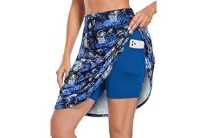 BLEVONH Women's Golf Skirt 20" Knee Length Skorts Skirts Drawstring Waist Tennis Skirts with Pockets