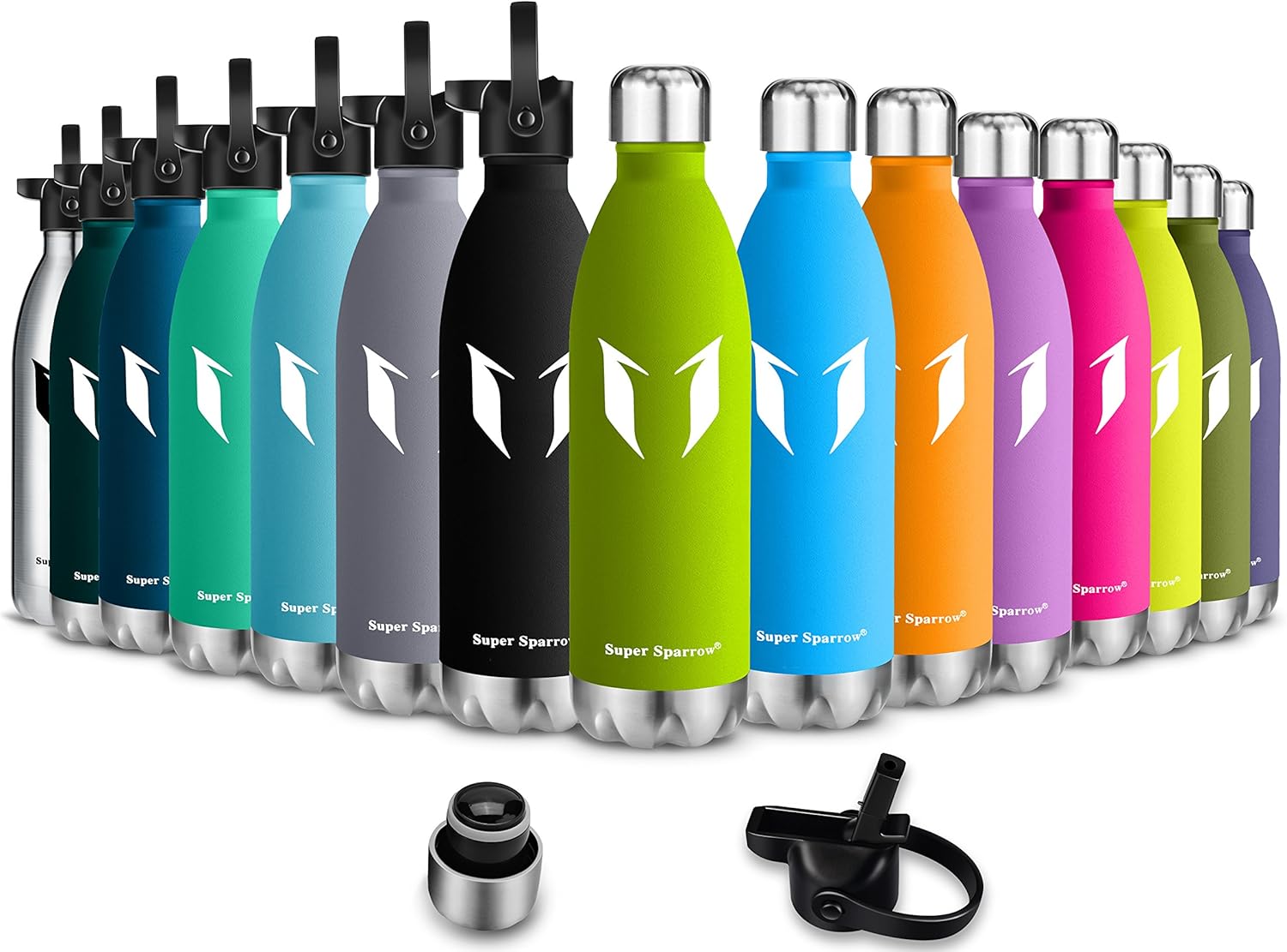 Super Sparrow Vacuum Insulated Bottle - 24 Hours Cold & 12Hours Hot - Sports Water Bottle, Vacuum Flask Bottle ，Includes Straw Lid- BPA Free (Apple Green-750ml)