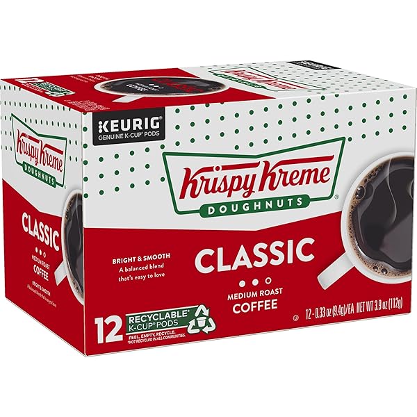 KRISPY KREME CLASSIC KEURIG SINGLE-SERVE K-CUP PODS, MEDIUM ROAST COFFEE, 12 COUNT