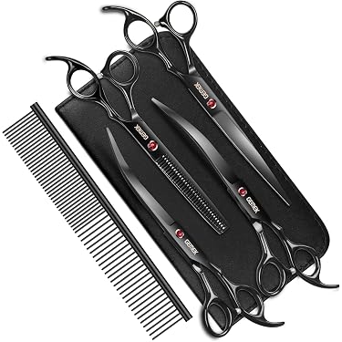 Hashir Professional 7.5 Inch German Dog Grooming Scissors – Stainless Steel Shears + Free Eyebrow Tweezer