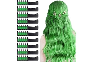 10 PCS Hair Chalk Comb, TOROKOM Temporary Bright Washable Hair Color Comb Mini Hair Chalk for Girls Age 4 5 6 7 8 10 Kids Non Toxic Hair Color Dye for St. Phra's Day Halloween DIY Hair Color(Green)