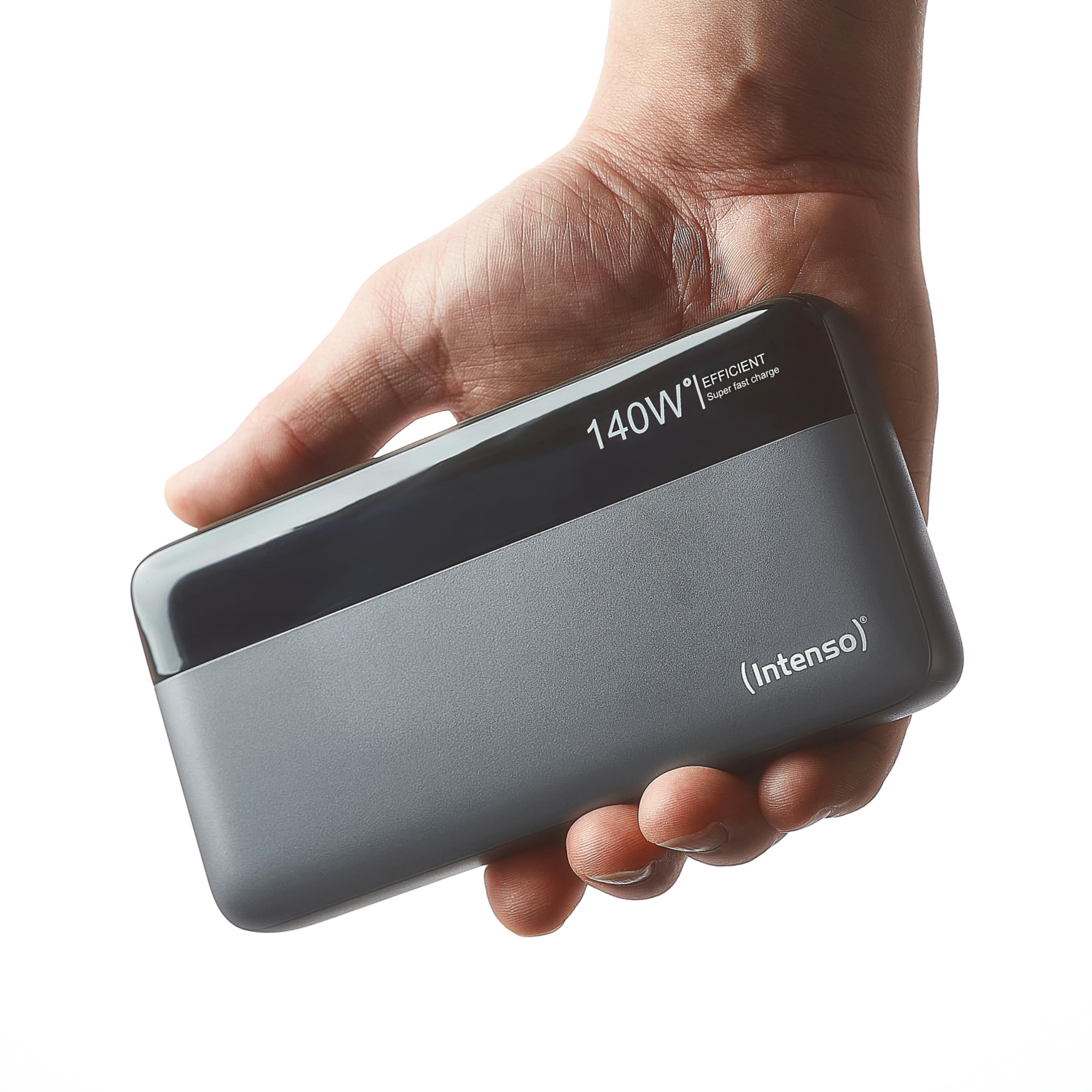 Intenso Powerbank HE25000, externer Akku mit Power Delivery (140W) & USB-C zu USB-C Ladekabel, 25000mAh, Grau-Schwarz