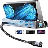 Docking Station for Steam Deck ROG Ally with Dual Cooling Fans, 10-IN-1 Stream Deck Dock with 4K@60Hz, 1000Mbps Gigabit Ethernet, 5USB Ports and 100W Charging Port for Steam Deck OLED/Switch/Legion Go