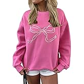 SHBECYDE Women Oversized Sweatshirt Bow Crewneck Long Sleeve Fleece Pullover Top Clean Girl Aesthetic Fall Sweatshirt Outfits