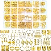 260 Pcs Gold Hair Jewelry for Braids,JIIVORS Dreadlock Accessories Loc Jewelry Accessories for Women,Metal Gold Braids Rings Cuffs Clips for Dreadlock Accessories