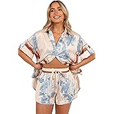 Petal & Pup Womens Lara-Shorts-Pale-Blue-Print