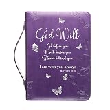 Bible Cover - Book Case in Purple with Butterflies - Blessed - Perfect Christian