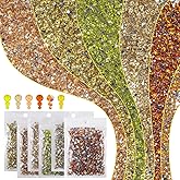 qiipii 6 Bags Colorful Champagne & Yellow Series Resin Rhinestones for Bedazzling Crafting 3mm 4mm 5mm Mix Flatback Stones Gems Diamonds for Nails Face Eyes Makeup DIY Crafts Tumblers Bottles Clothes