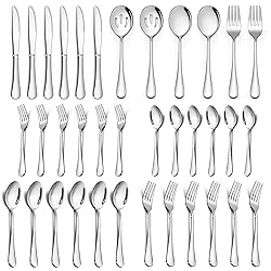 LIANYU 36-Piece Silverware Set with Serving