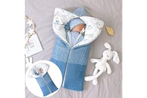 Isyunen Stroller Blanket Newborn Baby Swaddle Sack Knitted Crochet Hooded Baby Sleep Sack Boy or Girl Swaddle Wrap for 0-15 M