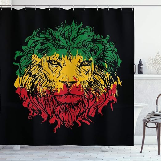 Amazon Com Ambesonne Rasta Shower Curtain Ethiopian Flag Colors