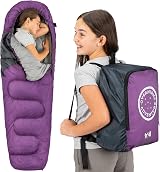 Trail Outdoor Kids Sleeping Bag Mummy 3 Season 170cm Purple with Rucksack view 1