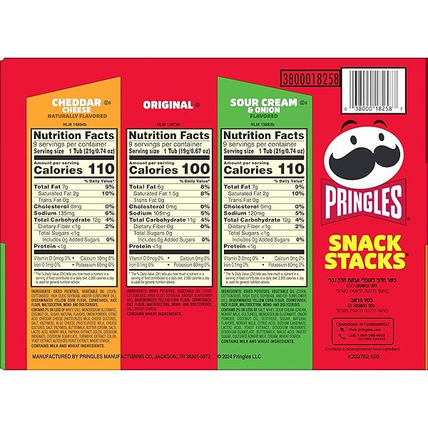 PRINGLES POTATO CRISPS CHIPS, ON-THE-GO SNACKS, SNACK STACKS, VARIETY PACK, 19.3OZ BOX (27 CUPS)​​