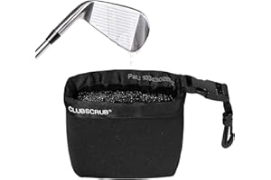 Club Scrub Golf Club and Golf Ball Cleaning Bag, Waterproof Clean Face Technology Liner, Detachable Clip, Machine Washable, Cleans Club Grooves, Dry Exterior (Neoprene or Microfiber Option Available)