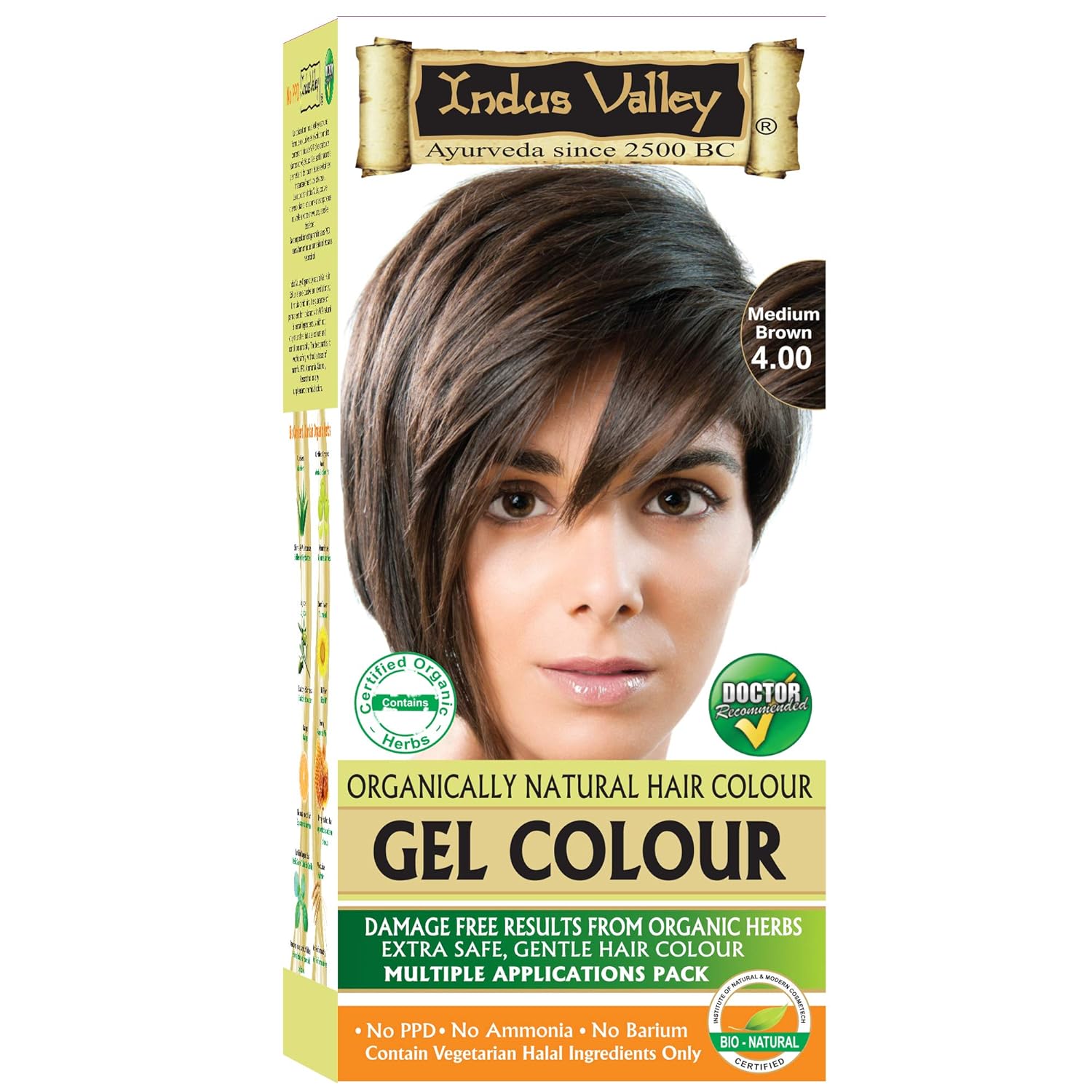 Amazon Com Indus Valley Permanent Gel Hair Color Medium Brown 4 0 Upto 4 Applications With Orange Aroma Beauty