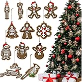 AceOrbit 24 Pcs Gothic Christmas Ornaments Skeleton Gingerbread Christmas Tree Decorations Gothic Skull Lamination Wooded Hanging Xmas Decorations for Holiday Halloween Party Supplies
