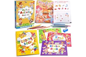 MDINGTD Preschool Learning Toys for 4-8 Year Olds Boys Girls, Activity Books for Kids with Hidden Pictures Find Differences, Fun Sticker & Coloring & Word Books Girls Gifts Ages 4-8 Travel Games (5 Books)