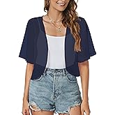 ZNVGIRL Women Shrug Chiffon Cardigans Open Front Short Sleeve Bolero for Evening Dressy