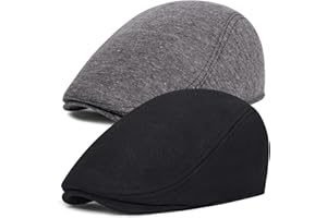 SENKER FASHION 2 Pack Newsboy Hats for Men Classic Herringbone Tweed Wool Blend Flat Cap Ivy Cabbie Driving Hat