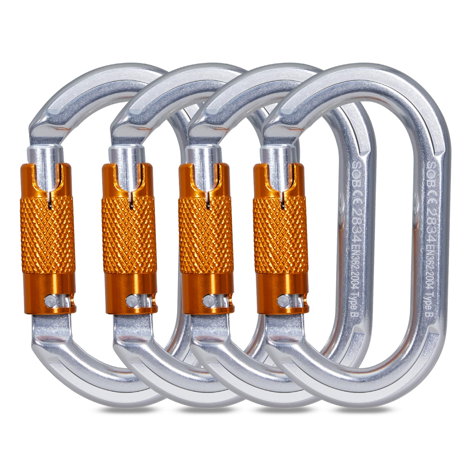 Climbing Carabiners, Auto Locking Carabiner Clips Heavy Duty for Rock Climbing, Camping, Dog Leash, Hammock, Swing, Water Bottle (22KN-4Pack)