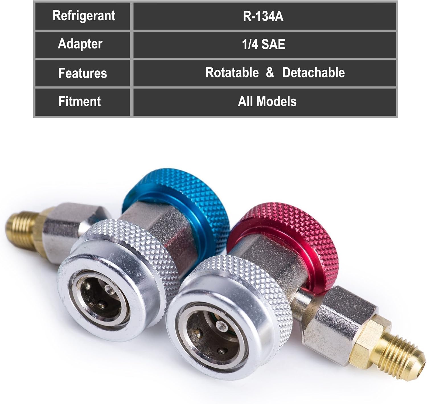Orion Motor Tech Adjustable R134A Adapter Fittings Quick Coupler High Low AC Freon Manifold Gauge Hose Conversion kit, 1/4" SAE HVAC: Automotive
