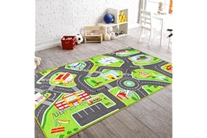 Booooom Jackson Car Rug City Life Great for Kids Toy Cars, Play Learn and Have Fun Safely - Kids Rug Baby Children Educational Road Traffic Play Mat for Bedroom Play Room Game Safe Area(39.37X79 Inch)