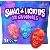 SHAQ-A-LICIOUS XL Gummies Original Flavor Chewy Candy Bag, 11.8 oz | XL fruit flavored gummies with peach, orange and berry punch flavors for parties, gaming and snacking.