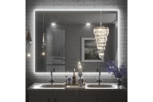Keonjinn 40 x 32 Inch LED Bathroom Mirror with Lights Acrylic Backlit Vanity Mirror Anti-Fog Lighted Bathroom Mirror for Wall CRI90 High Definition Dimmable Large Makeup Mirror(Horizontal/Vertical)