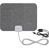 Mohu Leaf Stitch Amplified – Flat Indoor TV Antenna, 60-Mile Range, Jolt Switch Amp, UHF VHF, Multi-Directional, 4K UHD, NEXT