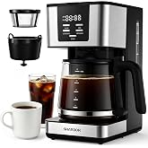 SHARDOR 12-Cup Programmable Coffee Maker, Regular &amp; Bold, LED Display | 24H Timer, Keep Warm Up to 4 Hours, Reusable Filter, Auto Shut-Off, Home &amp; Office Use, 900W, Black